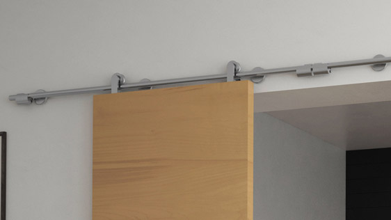 DOUBLE PORTE BOIS SUR LE MUR - AISI 304 SATINÉ ACIER INOX - SOFT-BLOCK SYSTÉME