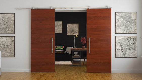 DOUBLE DOOR WOOD ON WALL - SATIN STAINLESS STEEL AISI 304 - STANDARD SYSTEM