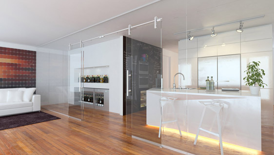 PORTA DOPPIA VETRO SU VETRO - ACCIAIO INOX SATINATO AISI 304 - SISTEMA SOFT BLOCK