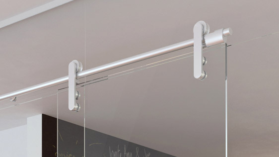 PORTA DOPPIA VETRO SU VETRO - ACCIAIO INOX SATINATO AISI 304 - SISTEMA SOFT BLOCK