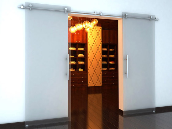 PORTA DOPPIA VETRO SU MURO S2 - ACCIAIO INOX SATINATO AISI 304 - SISTEMA STANDARD