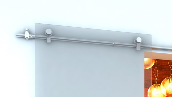 PORTA DOPPIA VETRO SU MURO S2 - ACCIAIO INOX SATINATO AISI 304 - SISTEMA STANDARD
