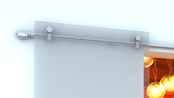 PORTA DOPPIA VETRO SU MURO S2 - ACCIAIO INOX SATINATO AISI 304 - SISTEMA SOFT BLOCK S2
