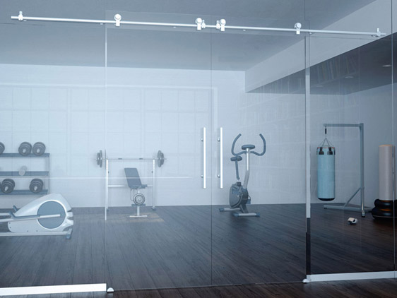 PORTA DOPPIA VETRO SU VETRO - ACCIAIO INOX SATINATO AISI 304 - SISTEMA SOFT STANDARD