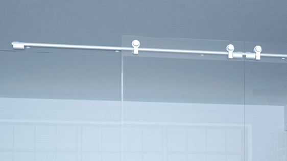 PORTA VETRO SU VETRO S2 - ACCIAIO INOX SATINATO AISI 304 - SISTEMA SOFT BLOCK S2