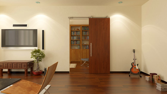 PORTA SINGOLA LEGNO SU MURO - ACCIAIO INOX SATINATO AISI 304 - SISTEMA SOFT BLOCK
