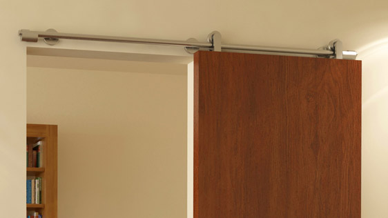 PORTE SINGULIER BOIS SUR LE MUR - AISI 304 SATINÉ ACIER INOX - SOFT-BLOCK SYSTÉME