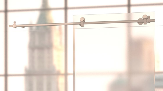 PORTA SINGOLA VETRO SU VETRO S2 - ACCIAIO INOX SATINATO AISI 304 - SISTEMA STANDARD