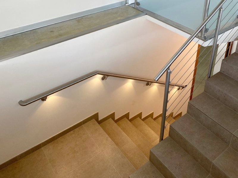 Steel handrails with LEDs